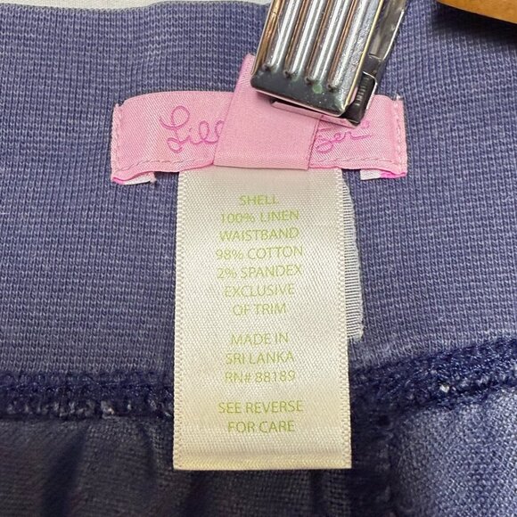 Lilly Pulitzer Linen Pants Navy Blue Drawstring Waist Sz L EUC - Picture 6 of 10